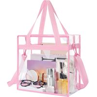 Bolsa de Mano Transparente Impermeable con Asa y Cierre para el Trabajo, Bolsa de Compras Transparente de Plástico para Mujer