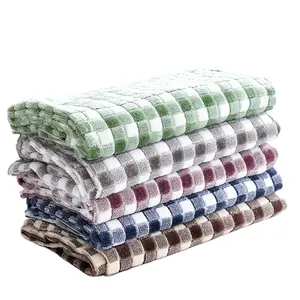 Plaid flannel fabric flannelette blanket short pile knitted nightgown sofa blanket fabric knee blanket