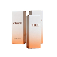 Boîtes en carton auto-érectables mates OBROU, imprimées quadricolore et gaufrées argentées pour emballages cosmétiques personnalisés en détail
