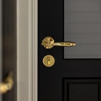 Poignée de porte de luxe avec bouton rotatif, design ange doré, pour intérieur, ensemble de poignées de porte classiques avec serrure et bouton de confidentialité
