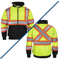 Veste de sécurité réfléchissante à haute visibilité bicolore avec tissu Oxford 300D et doublure thermique pour les travailleurs du bâtiment en hiver