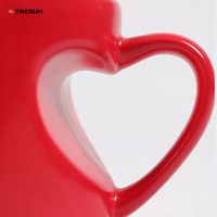 Gobelet Magique en Céramique Personnalisable Écologique 11 oz, à Changement de Couleur, Sublimation, Poignée Cœur, pour Transfert Thermique, Cadeaux Promotionnels