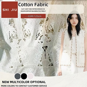 Tissu pour vêtements pour femmes Coconut Tree, tissu soluble dans l'eau 100% coton pour vêtements brodés ou robe hawaïenne, tissu en dentelle - Product Image 1
