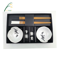 Baguettes Design 6 pièces en porcelaine, soucoupe à tremper et baguettes ensemble de vaisselle Panda bambou dîner/ensemble cadeau en céramique 6 pièces/boîte