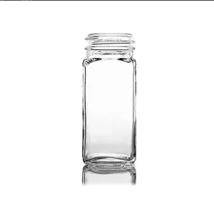 Bán Buôn 4Oz Rỗng Vuông Thủy Tinh Gia Vị Lọ Với Alum Nắp Hạt Tiêu Muối Shaker Glass Container Với Vít Nắp Trong Nhà Bếp