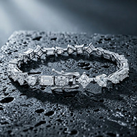 Bracelet tennis en moissanite à taille spéciale plaqué or blanc 18 carats, style vintage en argent S925, bijoux fins pour femmes