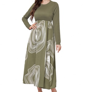 Vestidos de punto con estampado floral de manga larga, cintura alta y corte amplio, de alta calidad, OEM personalizados, novedad otoño-invierno, venta al por mayor - Product Image 2