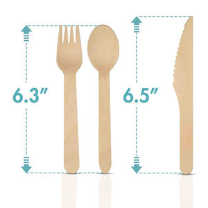 Newell Oem logo Restaurant luxe exécutif cuillères couteaux en gros pas cher 300 pièces ensemble de couverts en bois jetables pour la cuisine - Product Image 2