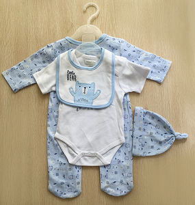Ensemble de vêtements pour bébé personnalisé de haute qualité, mignon, 100% coton tricoté imprimé, 4 pièces - Product Image 4