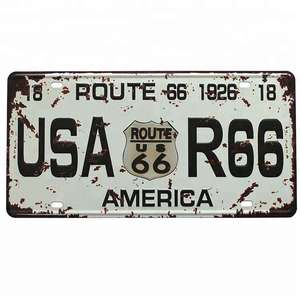 Alta calidad buen precio estilo americano Logo <span class=keywords><strong>Route</strong></span> <span class=keywords><strong>66</strong></span> reflectante Vintage personalizado coche en relieve matrícula - Product Image 3