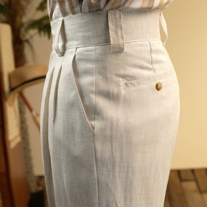 <span class=keywords><strong>Pantaloni</strong></span> da Uomo Stile Vintage in Lyocell e <span class=keywords><strong>Lino</strong></span> a Vita Alta con Passanti, Modello Gurkha a Doppia Pieghezza e Gamba Dritta, Ideali per l'Estate - Product Image 3