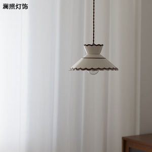 Lampe suspendue en céramique Lan Zhao E26, tête unique ronde, éclairage LED pour la maison, chambre à coucher, entrée, bar, couloir - Product Image 4