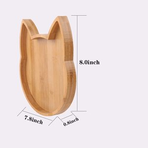 ถาดรูปแมวไม้ไผ่ 25x25 ซม. สำหรับเด็ก จานเสิร์ฟผลไม้ขนม สีไม้ธรรมชาติ - Product Image 5