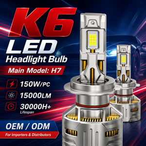 Phare automobile SFIDA K6 LED H1 <span class=keywords><strong>H4</strong></span> H7, fabricant OEM/ODM, <span class=keywords><strong>ampoule</strong></span> 150W, alliage de zinc, 15000LM, haute puissance - Product Image 1