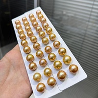 Perles Edison d'eau douce de 14 à 15mm de grande taille teintées de couleur dorée Qualité AAA en paires pour la fabrication de bijoux Perles en vrac