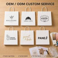 Sacs à pain en papier kraft imprimés sur mesure avec poignée torsadée, qualité alimentaire, pour pâtisserie, biscuits, emballage à emporter, blanc, brun, café