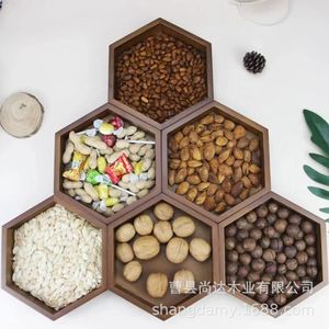 Modern minimalist wooden multi-layer dried fruit <b>tray</b>, living room snack <b>tray</b>, New Year's fruit and snack <b>storage</b> box - Product Image 2