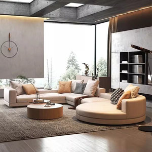 <span class=keywords><strong>Canapé</strong></span> modulaire en <span class=keywords><strong>cuir</strong></span> <span class=keywords><strong>beige</strong></span> moderne en forme de L avec coussins amovibles et rangement dissimulé pour salon, meubles de luxe pour la maison - Product Image 4