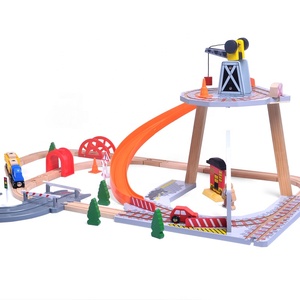 Bộ Tàu Khai Thác Mỏ, Bộ Tàu Cần Cẩu, Bộ Tàu Đồ Chơi 55 Chiếc Đồ Chơi Có Khe Gỗ 51*91*39 Cm Hộp Màu EN71 ASTM Acooltoy 45*10.5*42 Cm 50 - Product Image 2