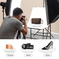 Plateau Tournant de Photographie 3 en 1 à 360 Degrés, Support d'Affichage Rotatif Motorisé Électrique pour Présentation de Bijoux et Produits