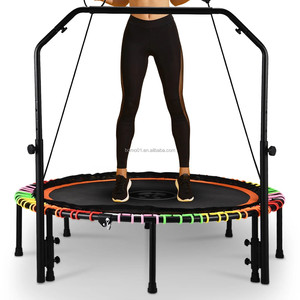 <span class=keywords><strong>Trampoline</strong></span> de fitness pliable Zoshine <span class=keywords><strong>Mini</strong></span> 48 pouces pour l'extérieur, cadre en acier allié durable, conception stable et silencieuse, main courante réglable pour la maison - Product Image 1