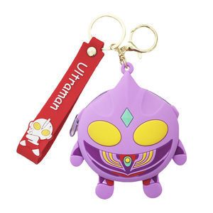 Silicone porte-monnaie sac à dos pendentif dessin animé mignon Ultraman porte-clés portefeuille décoration garçons écouteur sac de rangement - Product Image 5