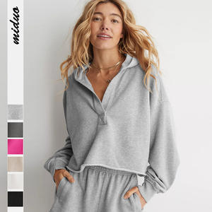 Felpa con cappuccio all'uncinetto da <span class=keywords><strong>donna</strong></span> di <span class=keywords><strong>marca</strong></span> europea americana con maniche a palloncino e Logo anteriore - Product Image 1