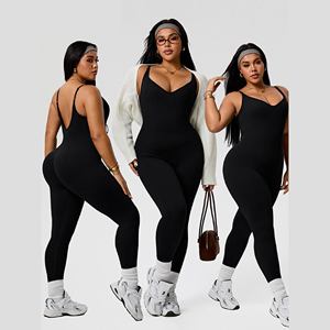 Ensemble <span class=keywords><strong>de</strong></span> survêtement côtelé grande taille pour femme, avec décolleté plongeant et dos ouvert, effet sculptant, vêtement <span class=keywords><strong>de</strong></span> sport élastique pour le <span class=keywords><strong>jogging</strong></span> en extérieur et l'entraînement en salle <span class=keywords><strong>de</strong></span> sport - Product Image 5