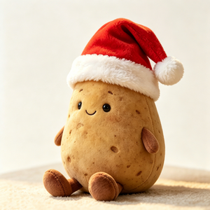 Customize Potato stuffed <b>animal</b>, Cute potato plushier, Holiday potato toy, Santa <b>hat</b> potato plush - Product Image 5