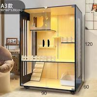 Villa pour chat en bois durable à deux ou trois étages, cage pour chat de style dessin animé, armoire pour animaux de compagnie, nid et château pour amis poilus