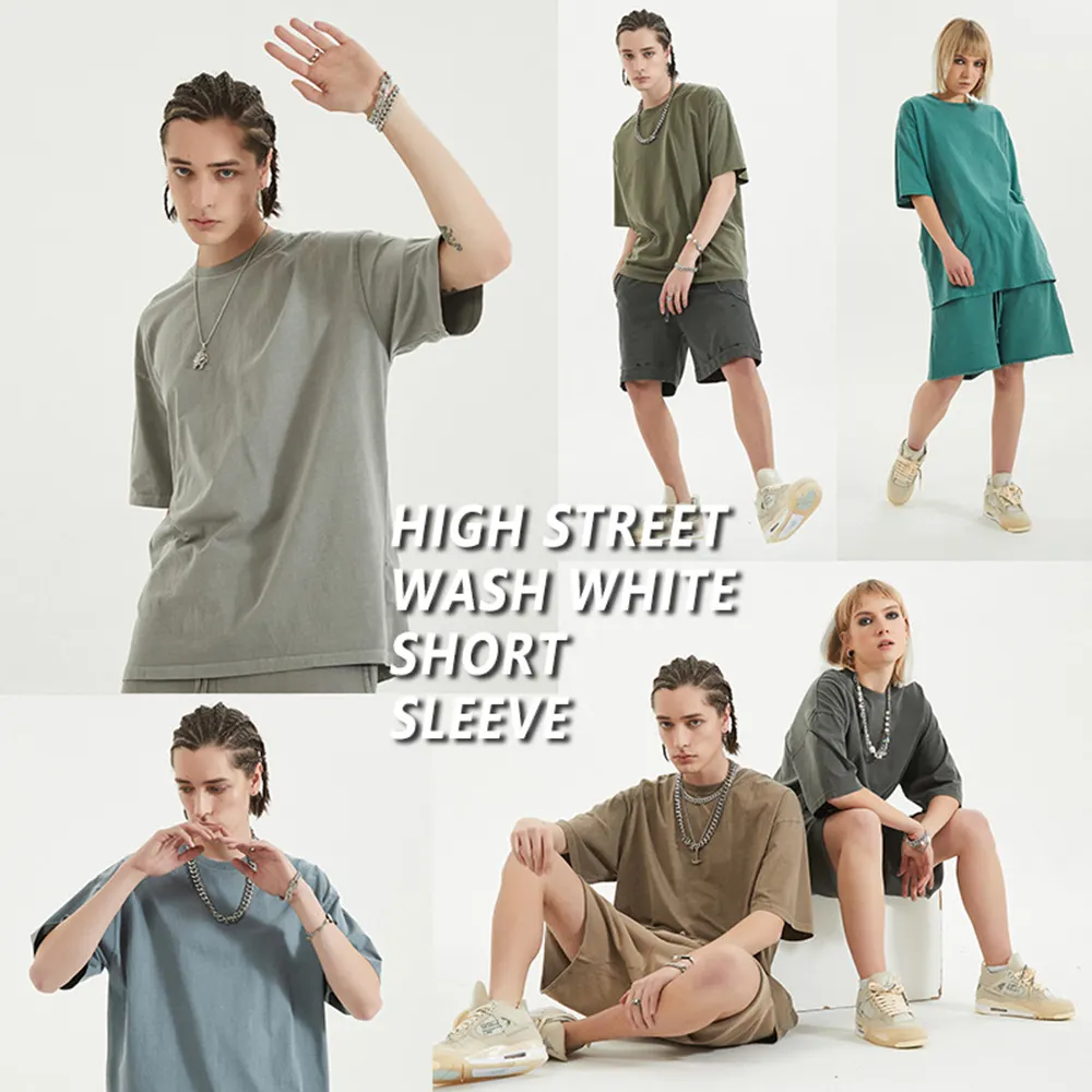 OEM High Street Fashion Men's Clothing Camisetas Hip Hop Tee 100% Cotton Heavyweight Oversized Acid Wash Graphic Vintage T Shirt