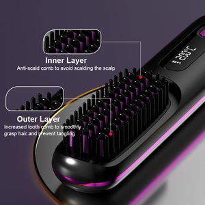 Brosse lissante électrique sans fil USB 1500 mAh professionnelle portable mini avec écran LCD et températures multiples pour commande en gros - Product Image 3