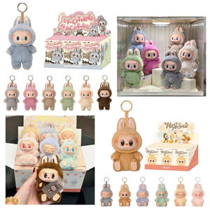 Popmart Labubu Macaron Toys Cajas ciegas Leche de soja Lychee Berry Uva verde Sal Marina Coco Toffee Sésamo Frijol Castaño Cacao Muñeca - Product Image 1