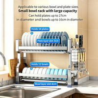 Égouttoir à vaisselle double niveau en acier inoxydable 304, résistant à la chaleur, gain de place, pour comptoir de cuisine, étagère de rangement, support à vaisselle