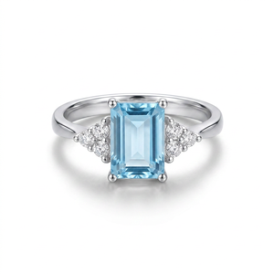 Anillo Vintage de Plata de Ley con Topacio Azul Natural para Mujer, Engaste de Puntas, Certificado por Terceros, Anillo de Piedra de Nacimiento de Diciembre - Product Image 1