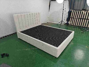 <span class=keywords><strong>Base</strong></span> de Cama Moderna de Tamaño Completo <span class=keywords><strong>con</strong></span> Almacenamiento, Cajones, Somier de Láminas de Madera, Tapicería de Terciopelo y Cabecero Ajustable - Product Image 2