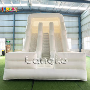 زحليقة هوائية بيضاء قابلة للنفخ للتأجير في الحفلات، منزل نطاط قابل للنفخ، زحليقة هوائية للمرح في الهواء الطلق مع نافخ هواء - Product Image 2