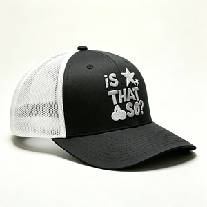 หมวกปักลายตามสั่ง สีดำขาว หมวกตาข่ายแบบ Trucker สำหรับฤดูร้อน หมวกกลางแจ้ง ระบายอากาศได้ดี หมวกเบสบอลแบบ Snapback สำหรับผู้ชายและผู้หญิง - Product Image 3