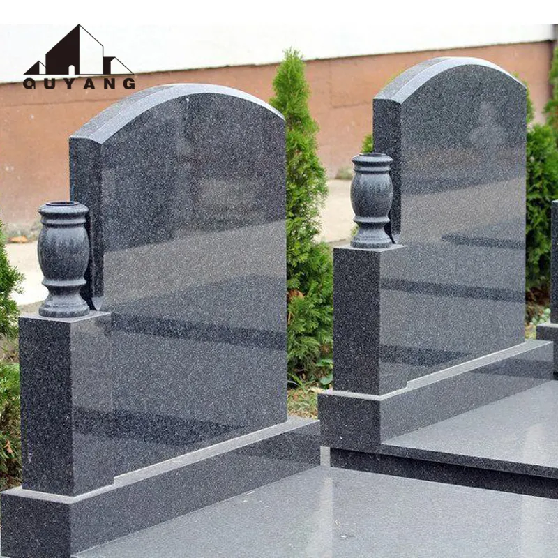 Quyang Custom Made China Zwart Natuursteen Graniet Grafsteen Grafsteen Grafsteen En Monumenten Voor Begraafplaats
