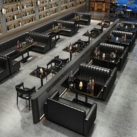 Mobilier de restaurant, ensemble table et chaises pour café-bar, restaurant occidental, barbecue, salon de thé, pâtisserie, canapé style vintage en PU