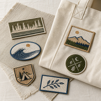 Patch brodé en gros, motif paysage de camping, badge en tissu pour sacs en toile et marquage de vêtements