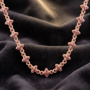Collier chaîne à maillons en moissanite or rose, pendentif chaîne cubaine florale pour femme, bijou cadeau unisexe - Product Image 3