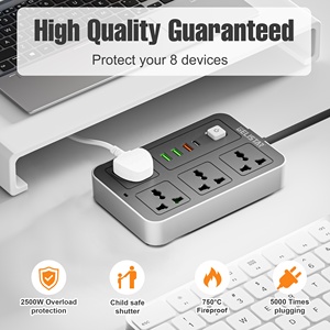 Logo personnalisé Vente en gros <span class=keywords><strong>Prise</strong></span> électrique universelle multi-rallonge Câble USB-C Bandes <span class=keywords><strong>de</strong></span> cordon électrique 4 prises 2 broches Multiprise - Product Image 4