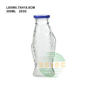 Botella de leche de cristal en forma de pez, con tapa de metal, 10 oz - Product Image 2