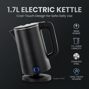 Hervidor Eléctrico Blanco de 1.7L, Diseño Moderno de Doble Capa para Hogar y Hotel, con Logotipo Personalizado, 110v - Product Image 5