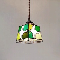 JYLIGHTING américain rétro vitraux suspendus lumières pigeon carré abat-jour métal luxe lustre led suspension