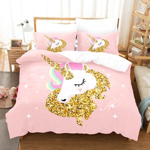 100% microfibre personnalisé ensemble de literie 3D impression numérique <span class=keywords><strong>licorne</strong></span> dessin animé pas cher housse de <span class=keywords><strong>couette</strong></span> ensemble draps - Product Image 5