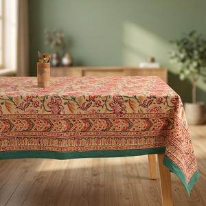 Traditional Floral Printed Durable Customizable Cotton Table <b>Runners</b> Machine <b>Washable</b> Home Use - Product Image 3