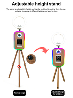 Trépied pour appareil photo reflex numérique, photomaton réglable en hauteur, photomaton pour selfies avec ventilateur de refroidissement intégré, installation facile, éclairage annulaire et lumière RGB, photomaton pour iPad
