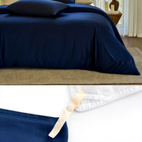 Ensemble de literie 3 pièces de couleur unie, taille double, housse de couette confortable et douce pour la peau, taie d'oreiller, housse de couette 100% fibre de bambou
